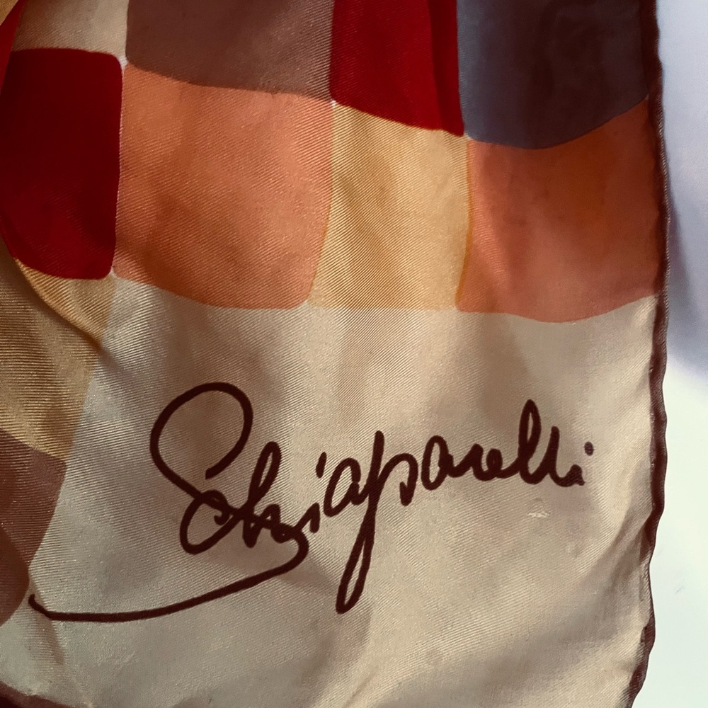 Schiaparelli Vintage Color Block Square Silk Scarf - Picture 6 of 8